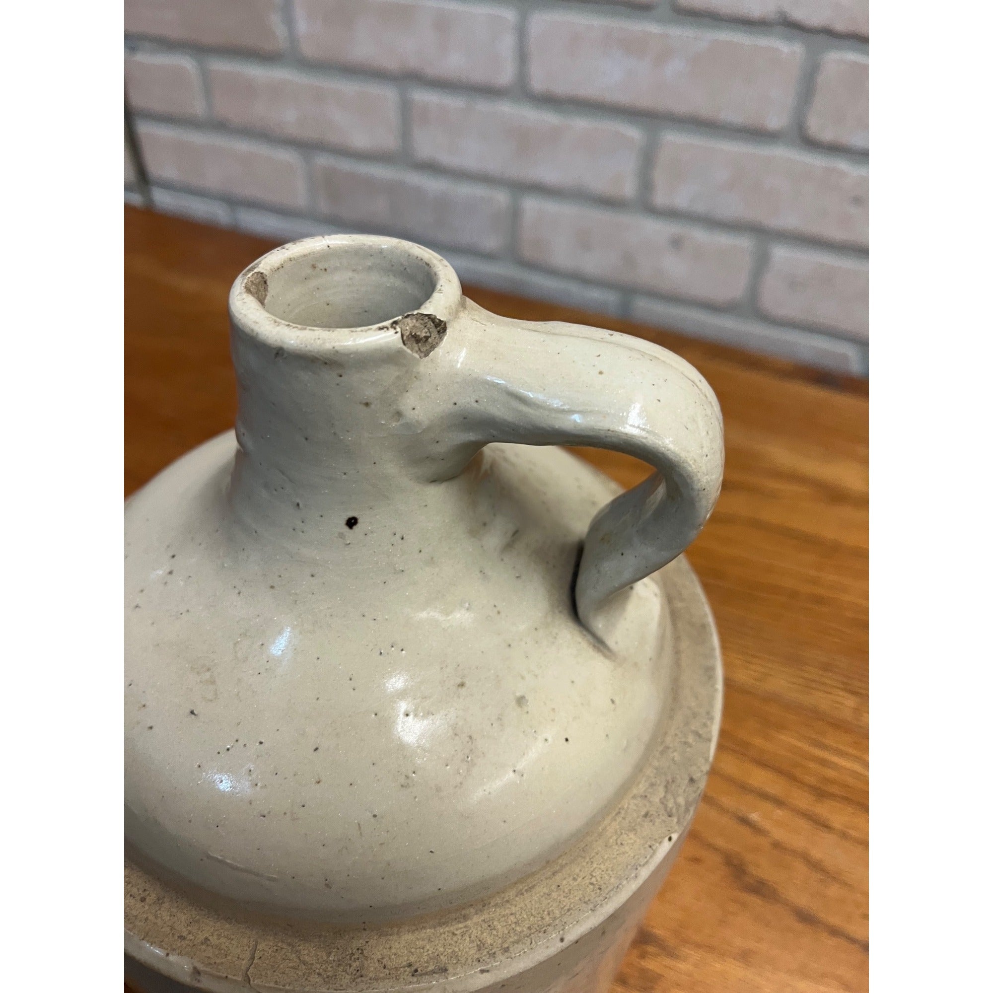 Antique 1900s 1 Gallon Redwing Stoneware Shoulder White Jug Bottom Marked Crock