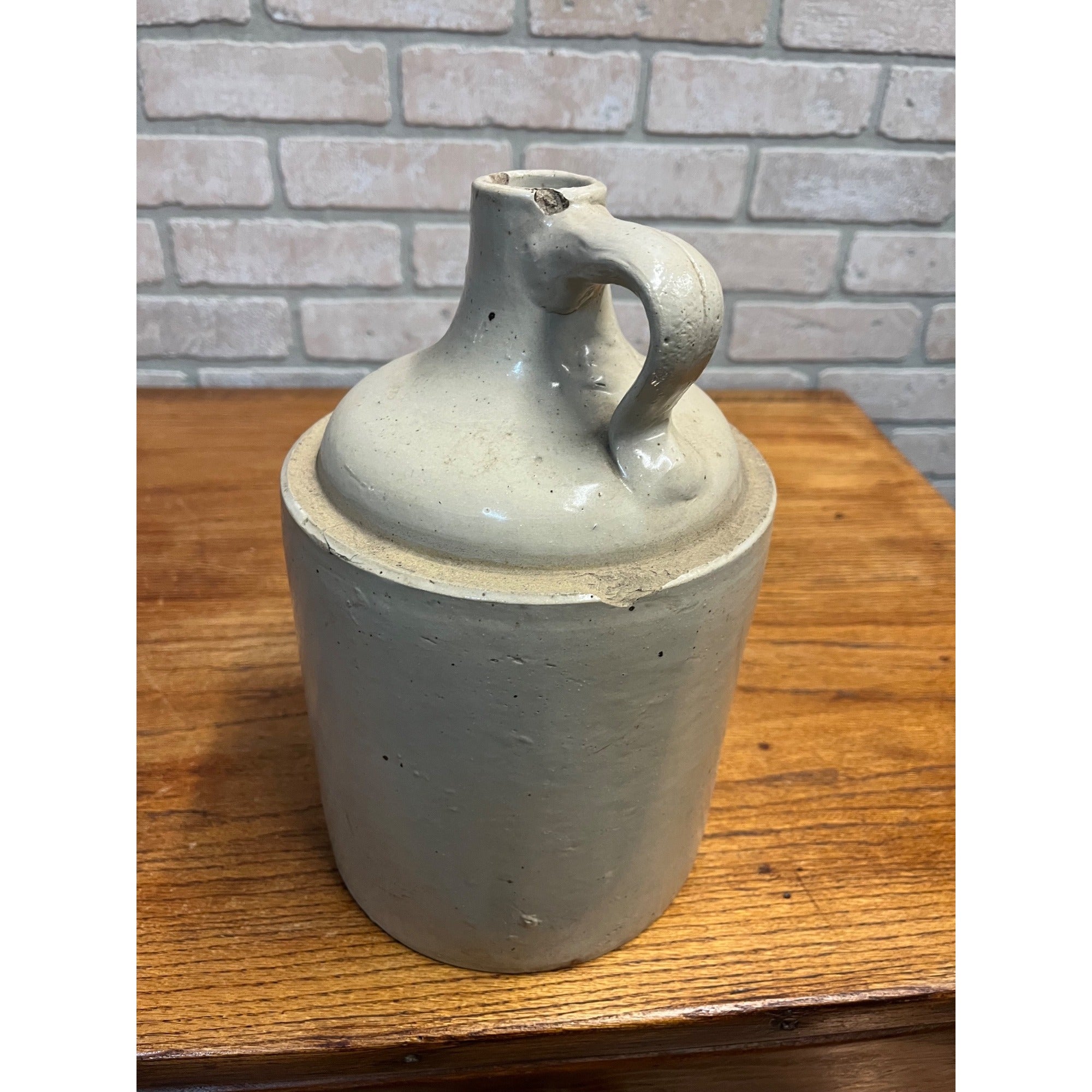 Antique 1900s 1 Gallon Redwing Stoneware Shoulder White Jug Bottom Marked Crock