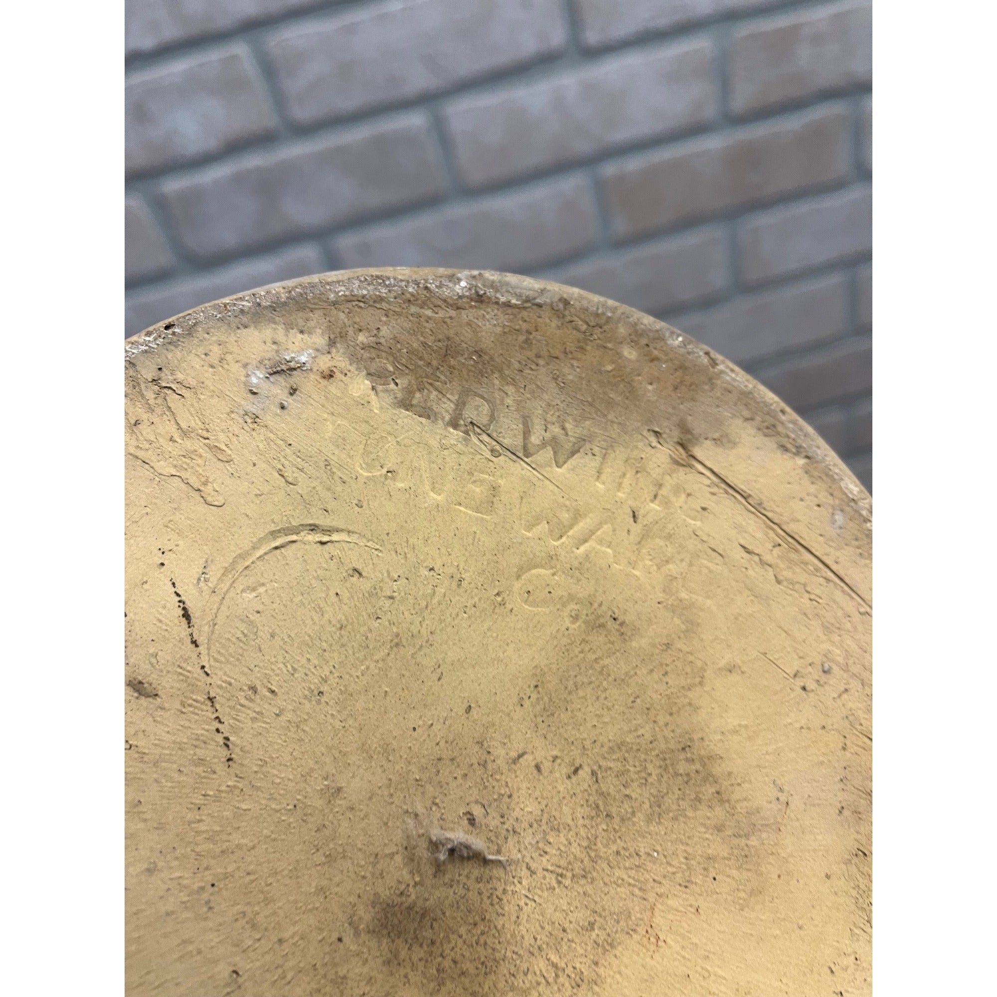 Antique 1900s 1 Gallon Redwing Stoneware Shoulder White Jug Bottom Marked Crock