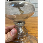 Antique Victorian Clear Glass Finger Oil Lamp Kerosene Lamp w Brass Burner 7"