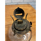 Antique Victorian Clear Glass Finger Oil Lamp Kerosene Lamp w Brass Burner 7"