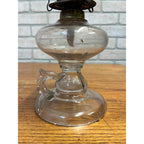 Antique Victorian Clear Glass Finger Oil Lamp Kerosene Lamp w Brass Burner 7"