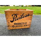 RARE Vintage Peerless Products Co. Wooden Soda Crate Milwaukee Wis