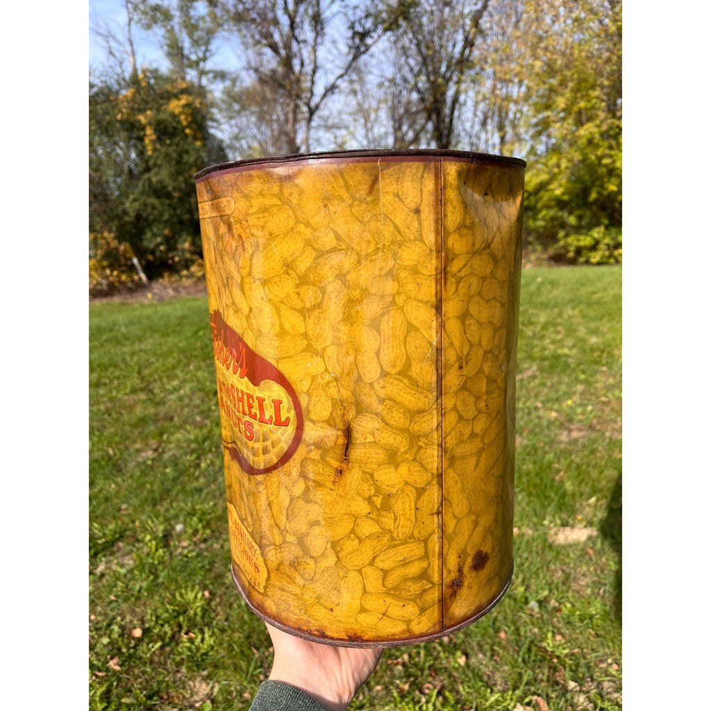Vintage 1930s Fisher's Salted Peanuts Large 10lb Advertising Tin Can St Paul MN