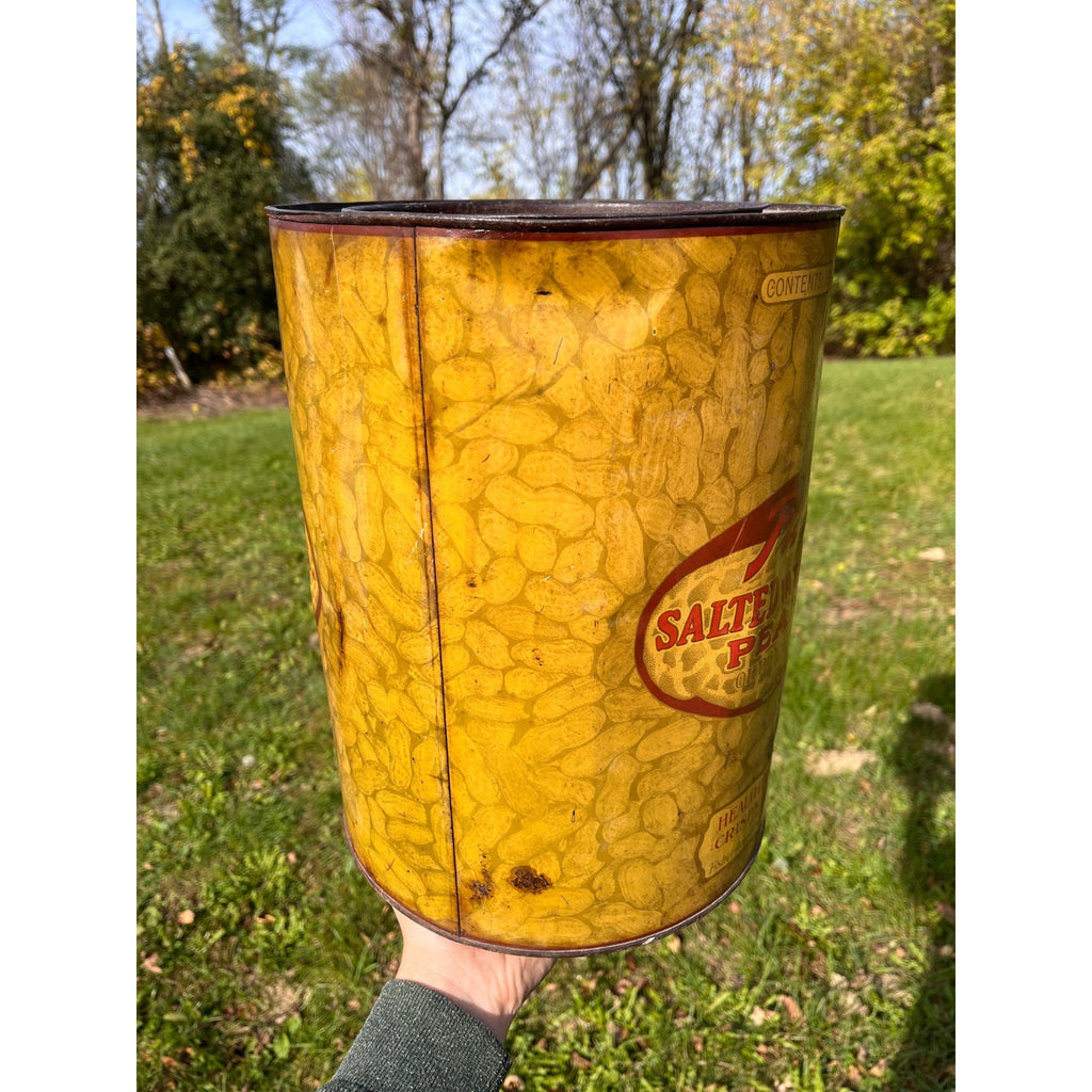 Vintage 1930s Fisher's Salted Peanuts Large 10lb Advertising Tin Can St Paul MN