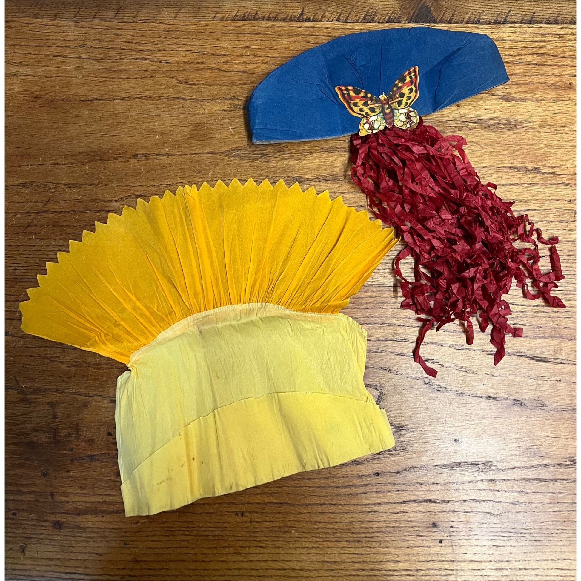 Vintage 1930s Halloween Dennison Lot (2) Crepe Tissue Paper Costuem Party Hats