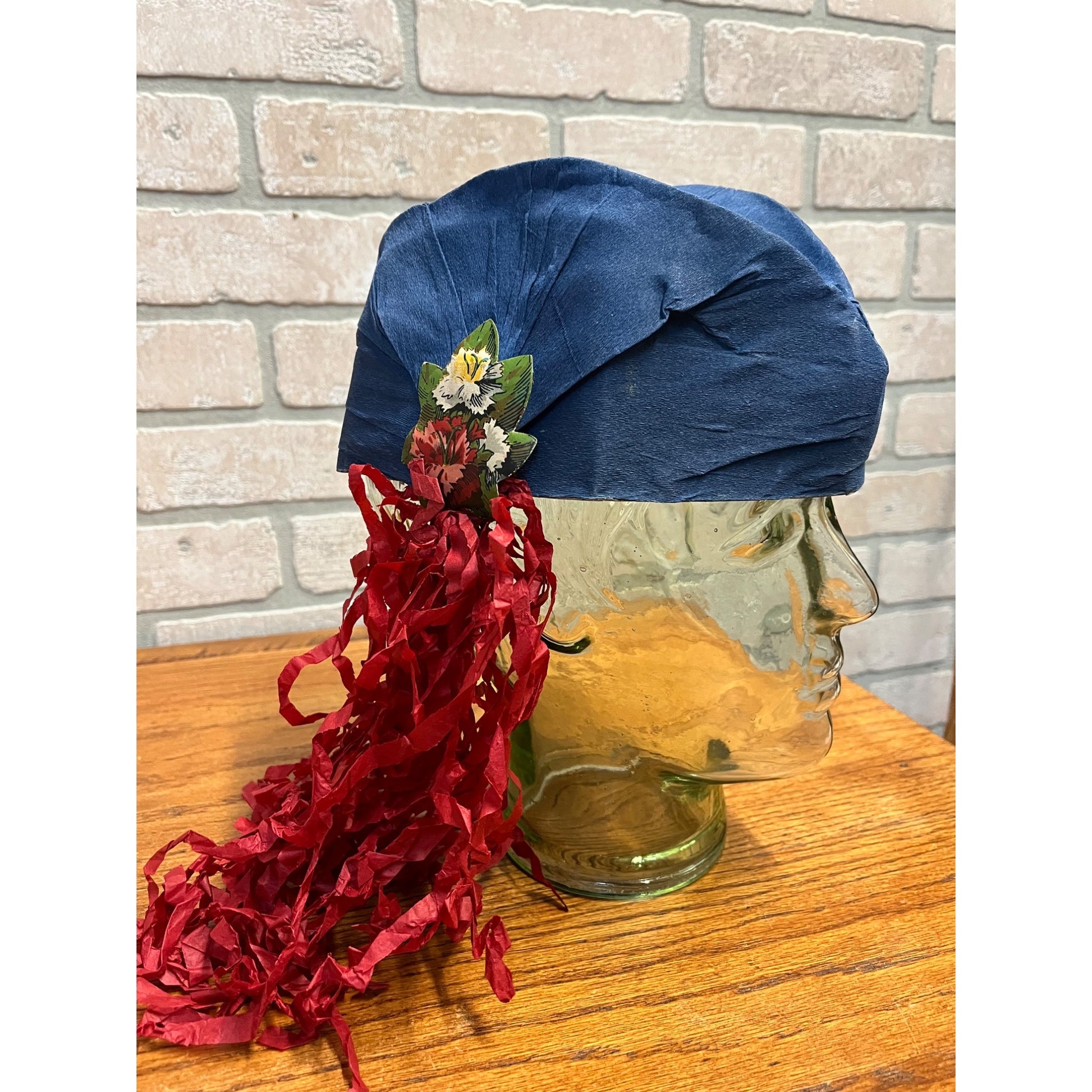 Vintage 1930s Halloween Dennison Lot (2) Crepe Tissue Paper Costuem Party Hats