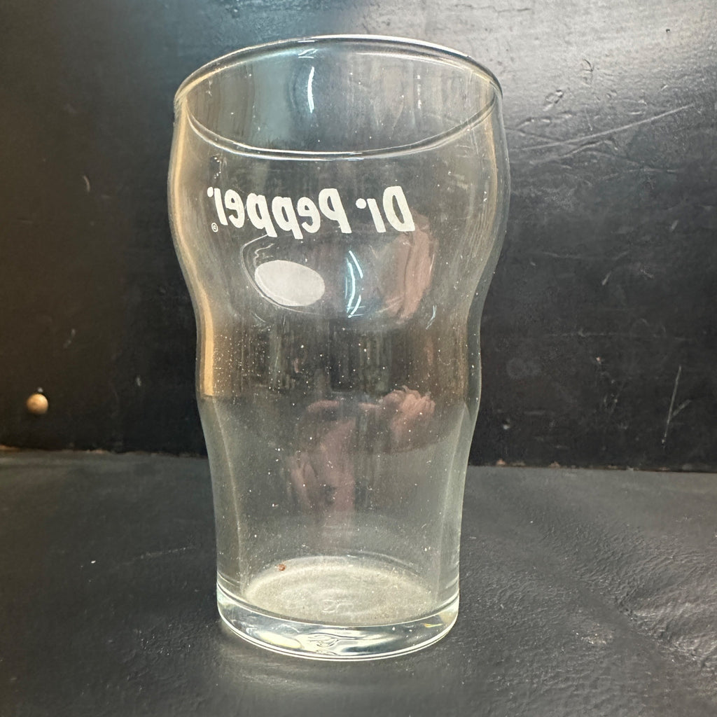 Vintage Dr Pepper Soda Fountain Glass Curved White ACL