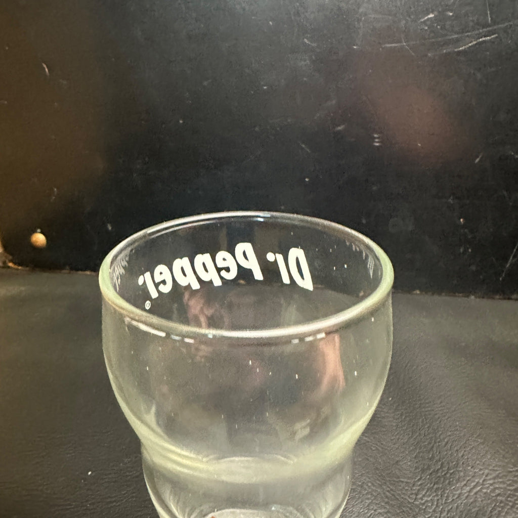 Vintage Dr Pepper Soda Fountain Glass Curved White ACL