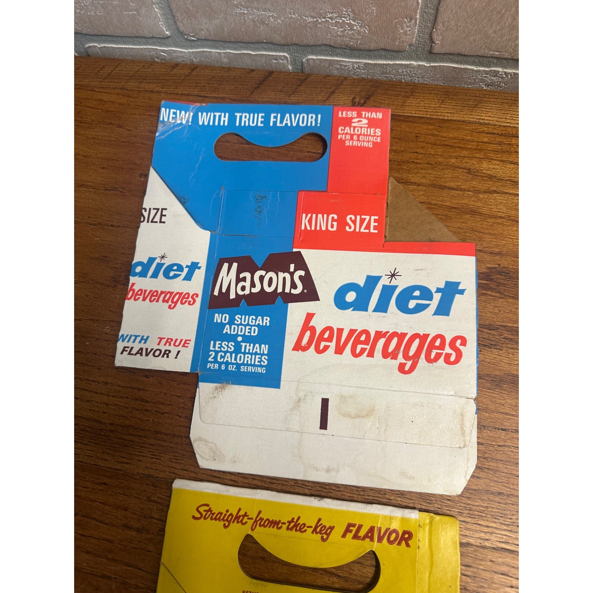 Mason's Root Beer Diet Cardboard Carrier Six Pack Carton Bottle 6-Pack Cases Vintage