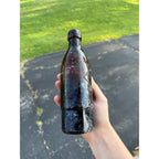 1800s Gutsch Brew Co Sheboygan WI Brown Blob Top Beer Bottle W Hexagonal Base