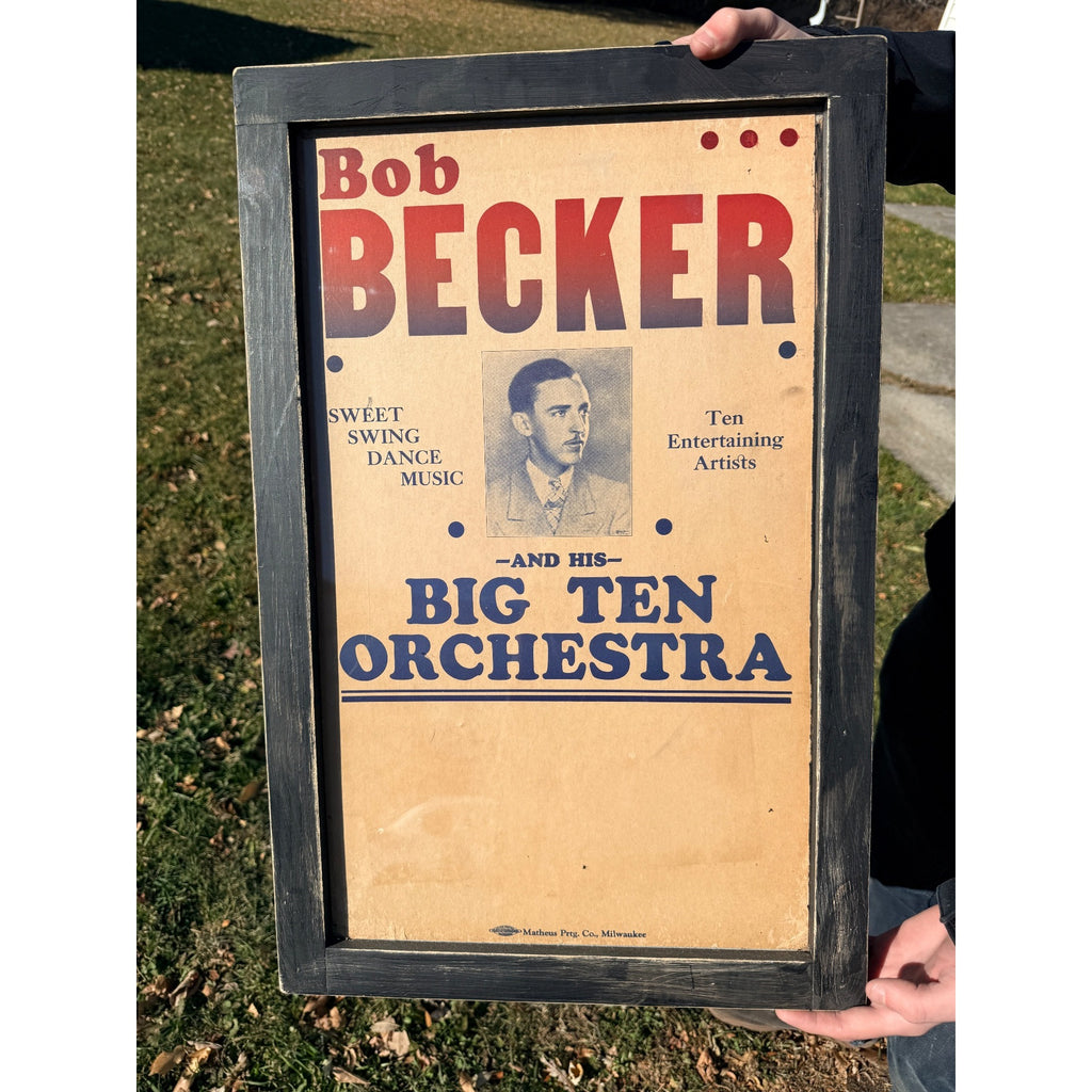 Vintage Bob Becker Big Ten Orchestra Theatre Poster Framed Sign Milwaukee