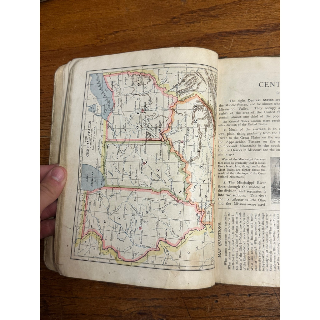 Antique 1883 The Eclectic Elementary Geography School Book Hardcover