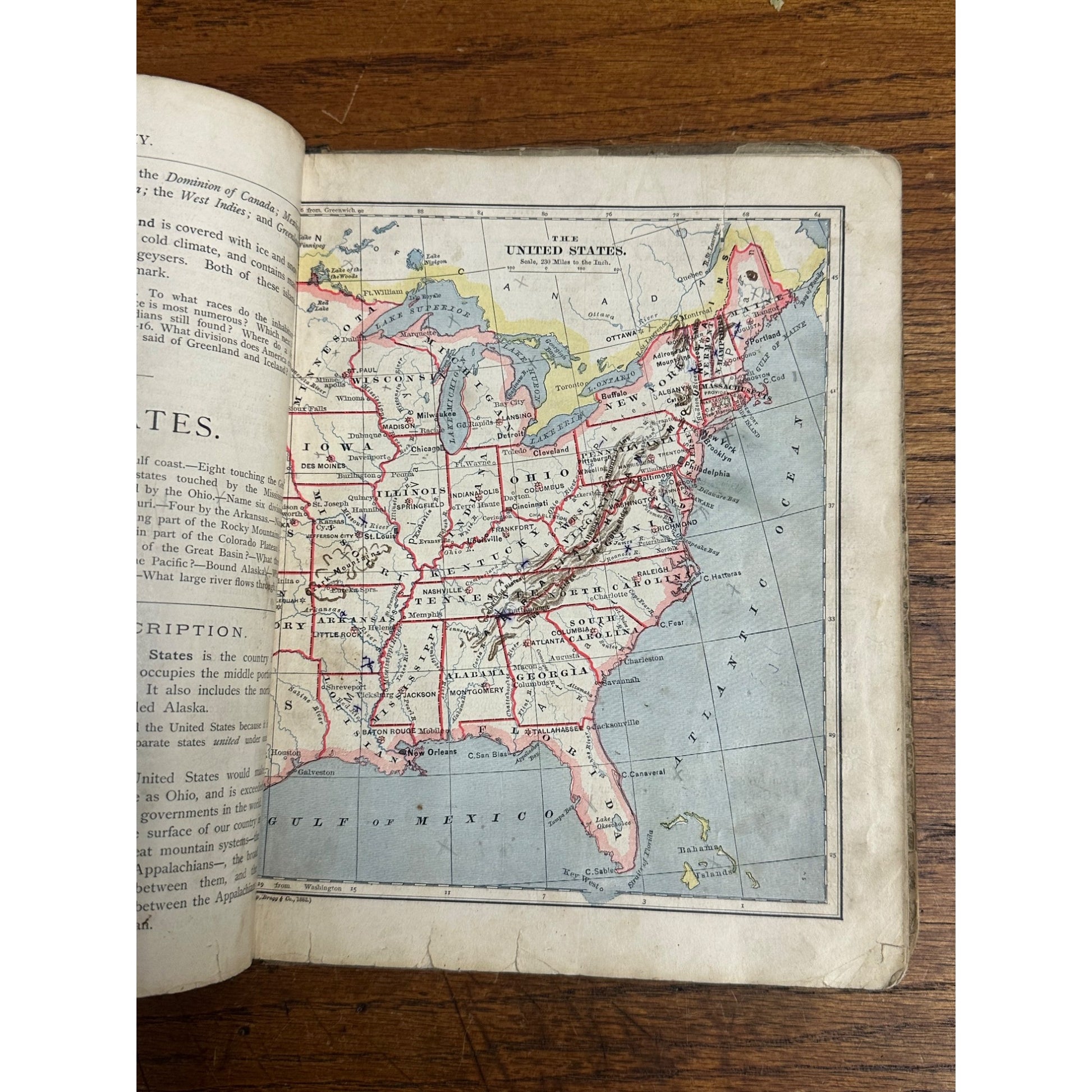 Antique 1883 The Eclectic Elementary Geography School Book Hardcover