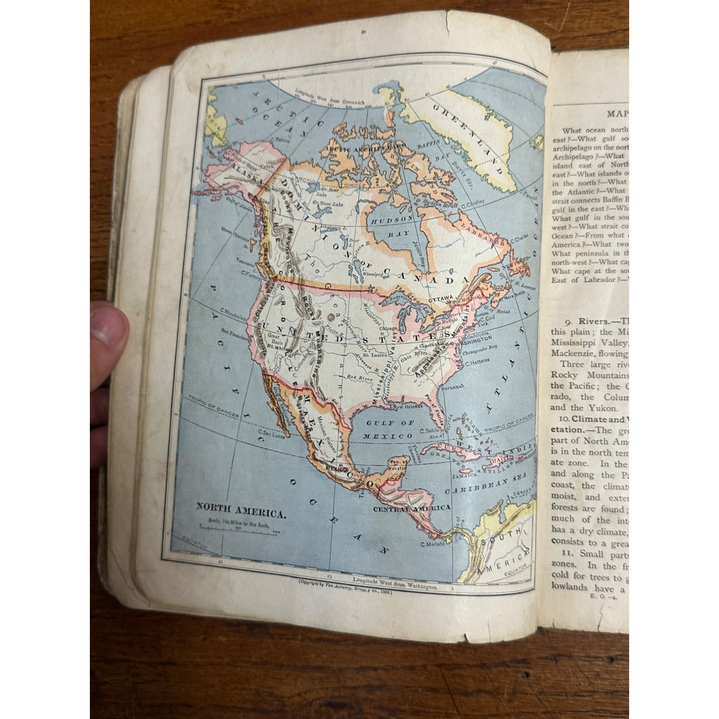 Antique 1883 The Eclectic Elementary Geography School Book Hardcover