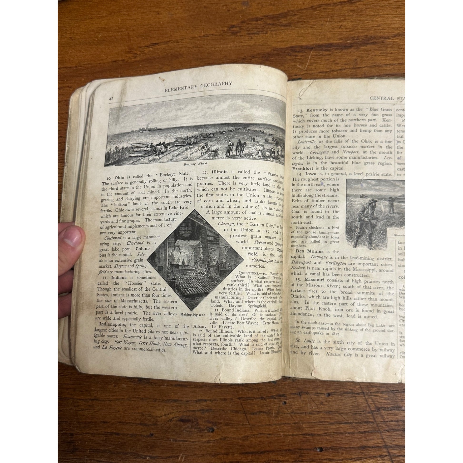 Antique 1883 The Eclectic Elementary Geography School Book Hardcover