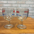 Vintage Pair Hamm’s Beer Goblet Thumbprint Heavy Stemmed Schooner Glass 6" Barware