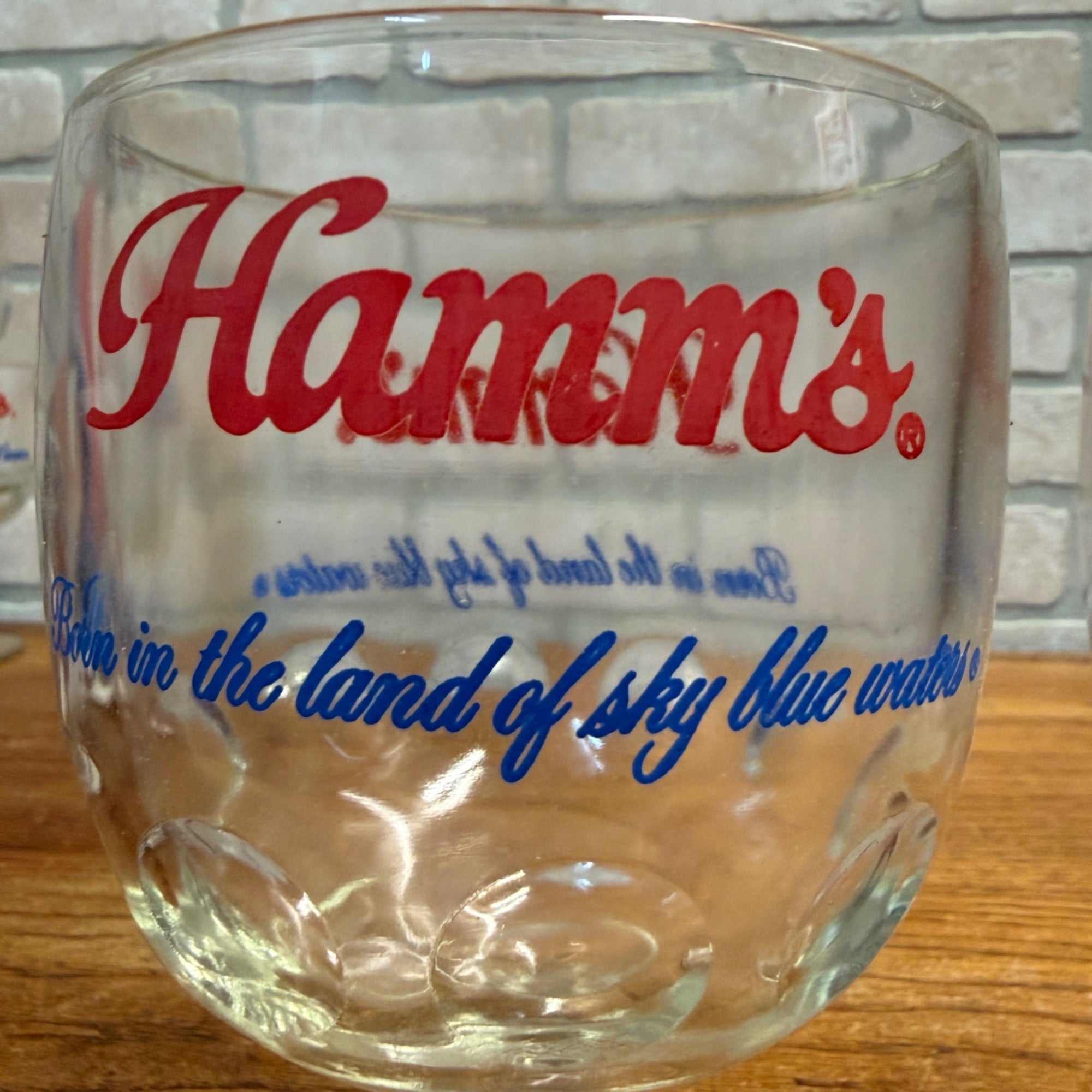 Vintage Pair Hamm’s Beer Goblet Thumbprint Heavy Stemmed Schooner Glass 6" Barware