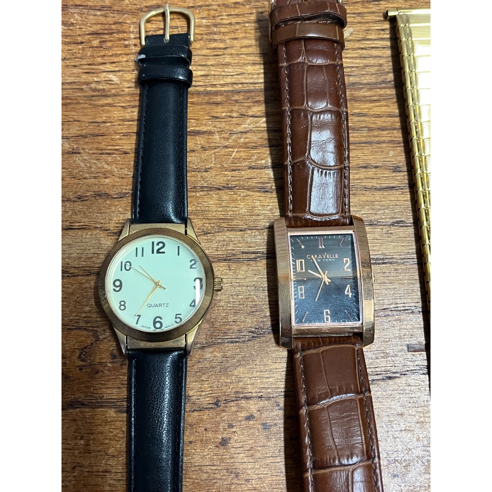Vintage Lot (3) Men's Dress Watches Parts/Repair Bulova Caravelle New York IB