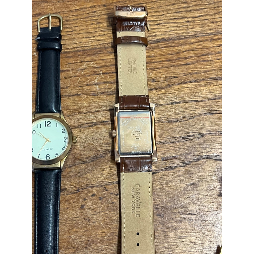 Vintage Lot (3) Men's Dress Watches Parts/Repair Bulova Caravelle New York IB