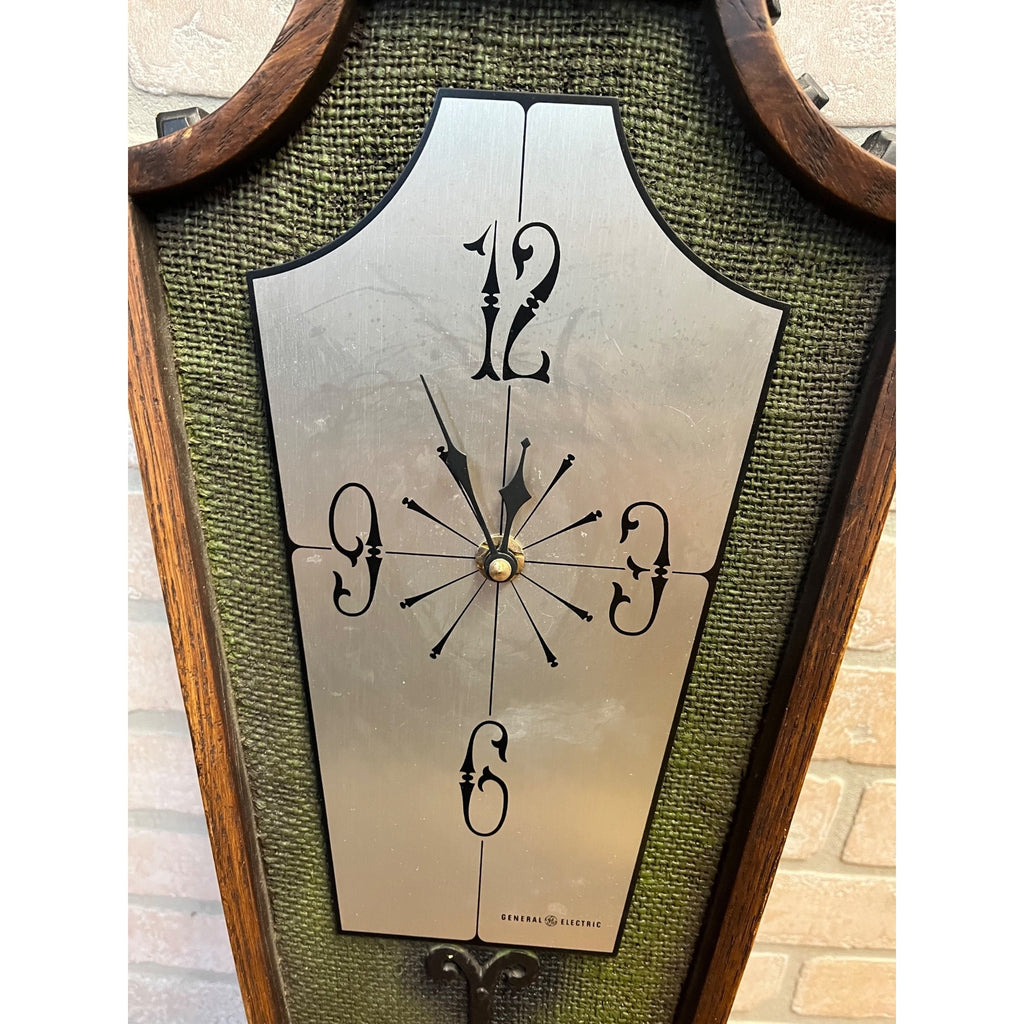 RARE Vintage General Electric Mid-Century Wall Clock Gothic Coffin GE "Spanish"