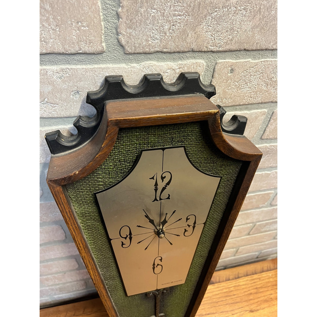RARE Vintage General Electric Mid-Century Wall Clock Gothic Coffin GE "Spanish"