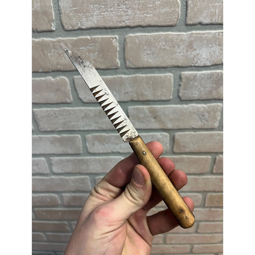 Antique Primitive Fluted Vegetable or Fruit Knife w/ Wood Handle