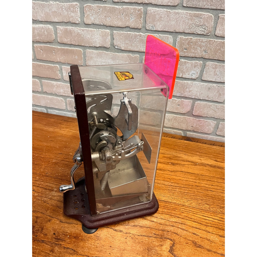 Vintage Schermack Model 310 Visible Coin Op 5 Cent Stamp Machine w/ Topper