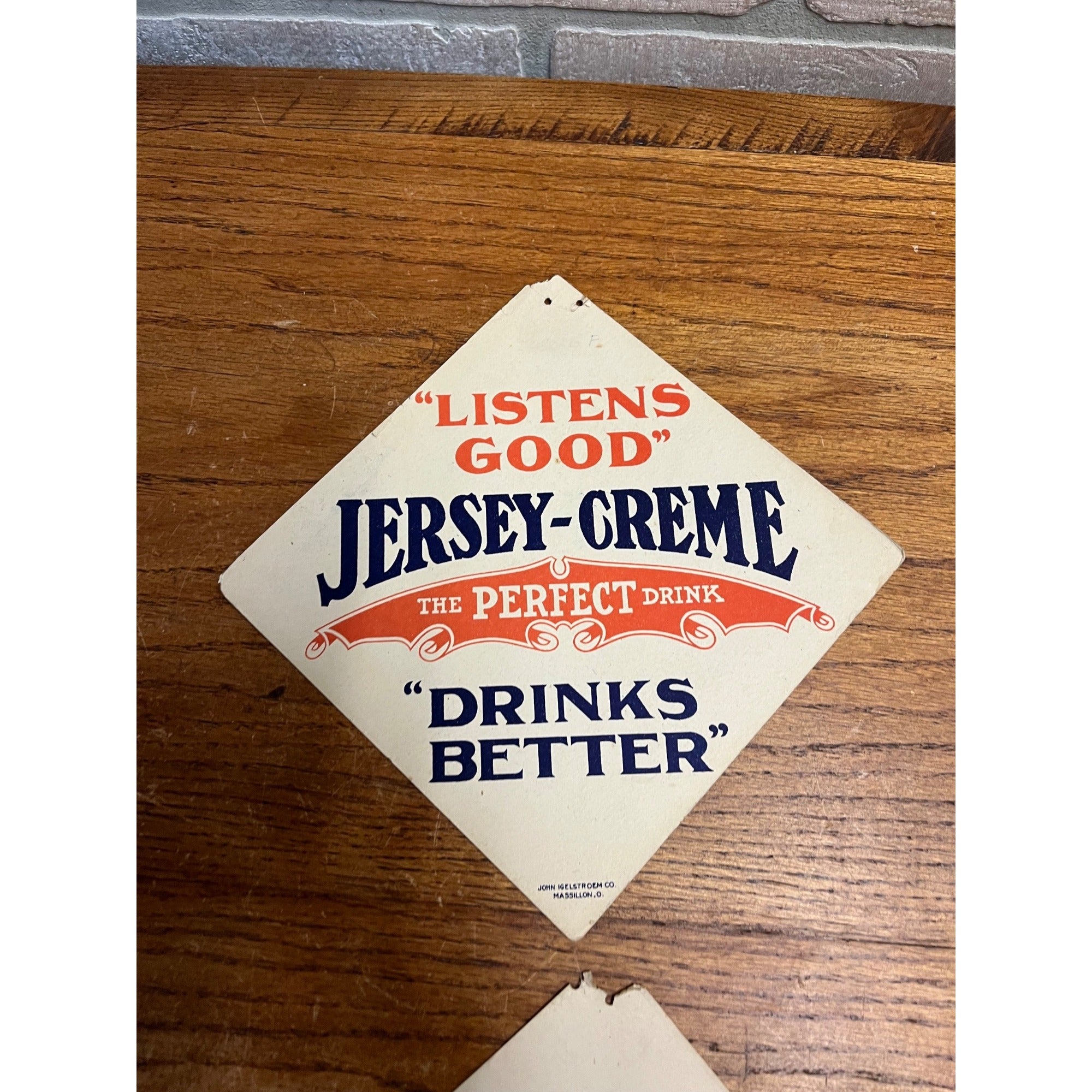 Vintage 1930s Jersey Creme Soda Advertising Cardstock Fan Pull Signs Lot (2)