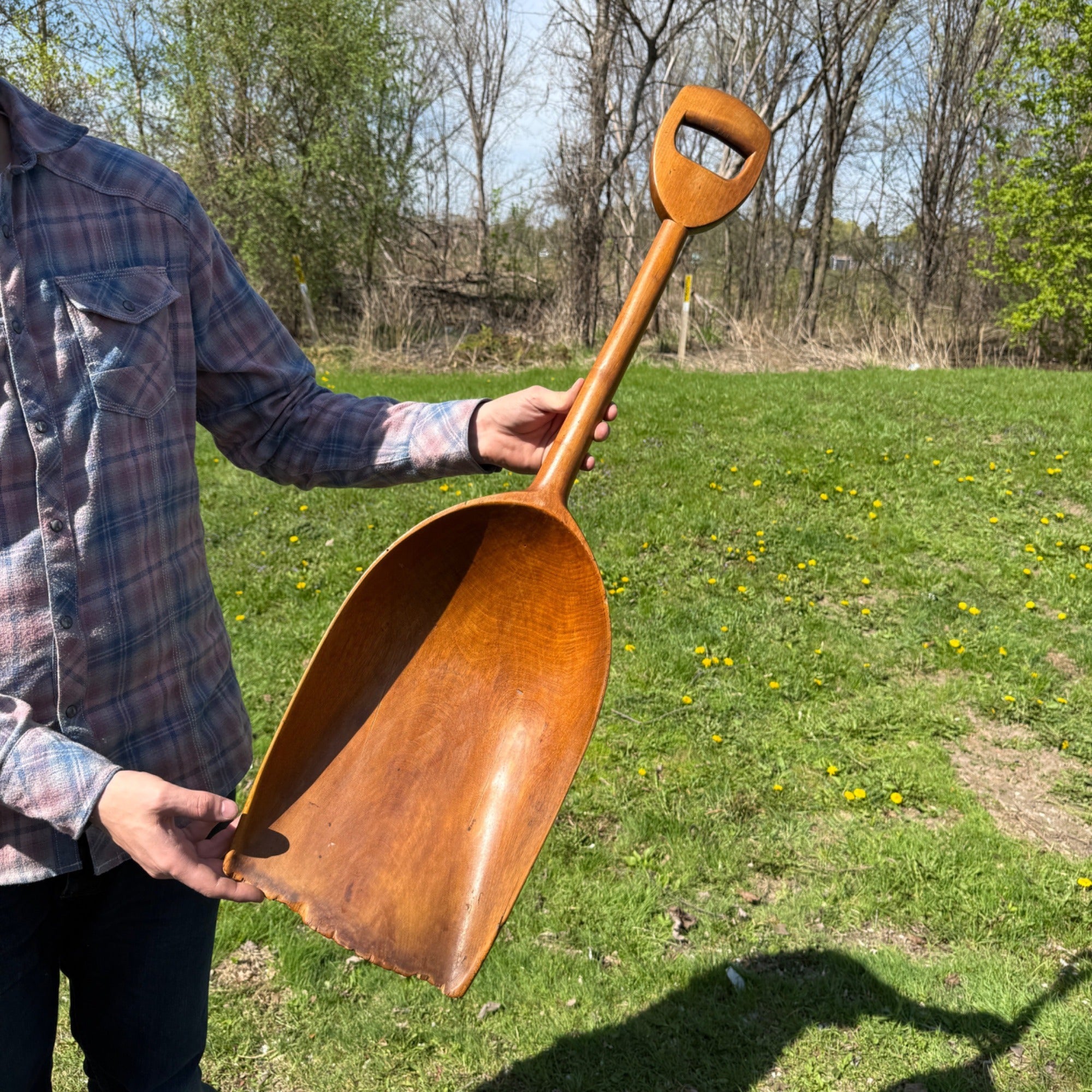 Antique Primitive Hand Carved Wooden Grain Scoop Shovel Farm Tool Rustic Decor
