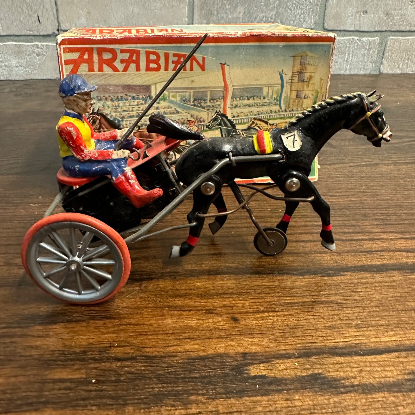 Vintage 1950s Arabian Racing Horse Windup Toy DGM West Germany + Box