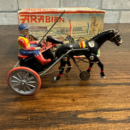 Vintage 1950s Arabian Racing Horse Windup Toy DGM West Germany + Box