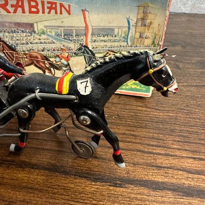 Vintage 1950s Arabian Racing Horse Windup Toy DGM West Germany + Box