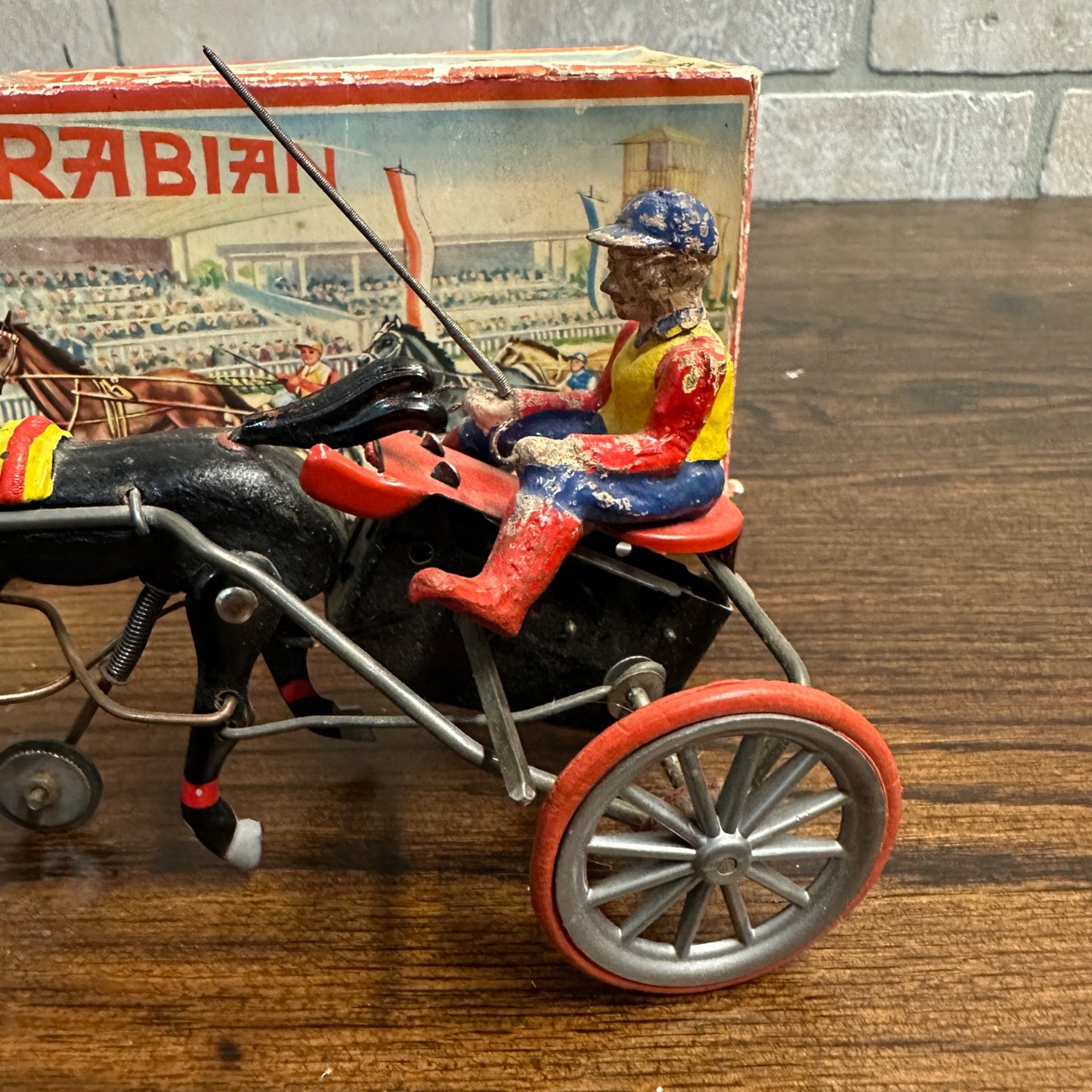 Vintage 1950s Arabian Racing Horse Windup Toy DGM West Germany + Box