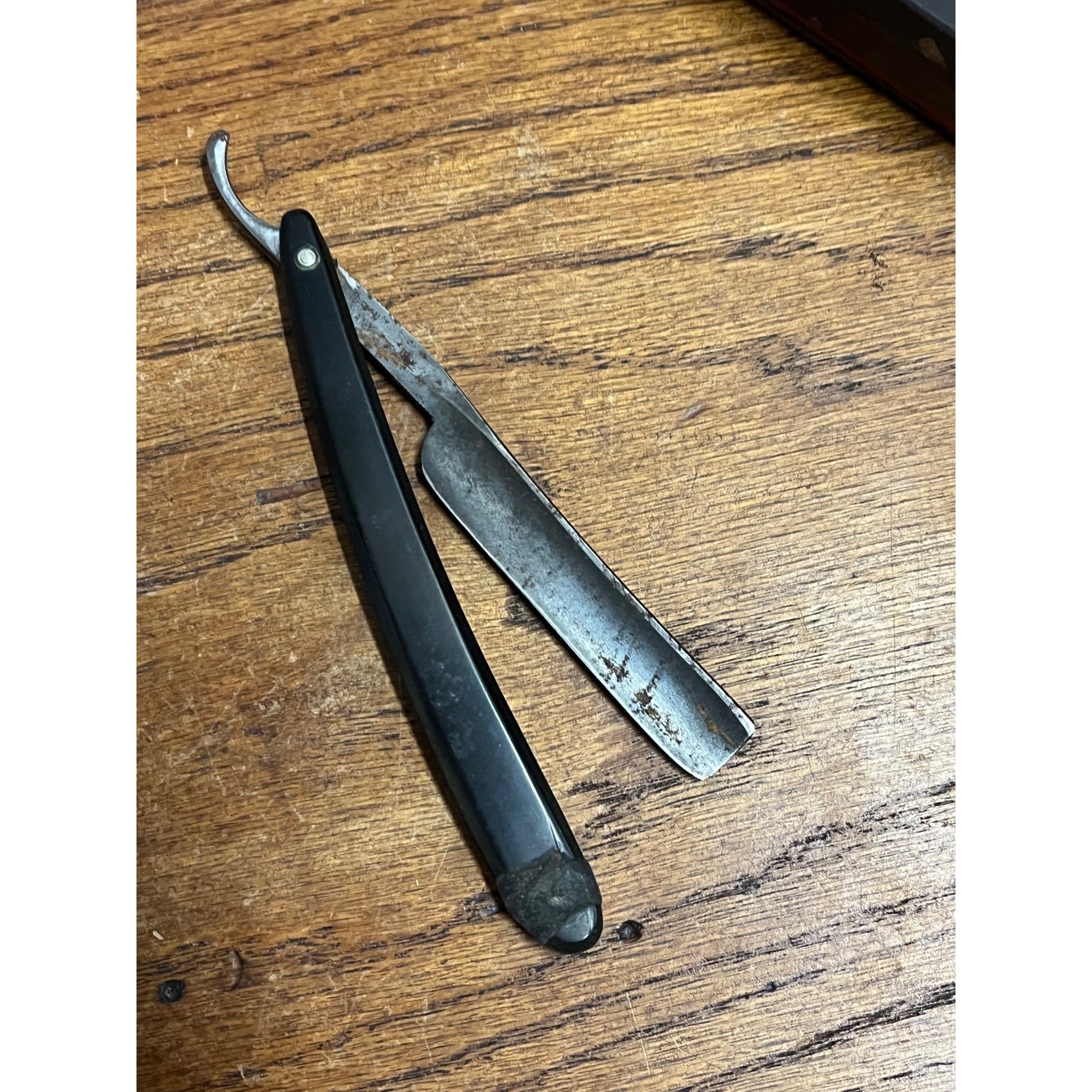 Antique Straight Razor Hone Case Travel Strop Wood Leather Stone