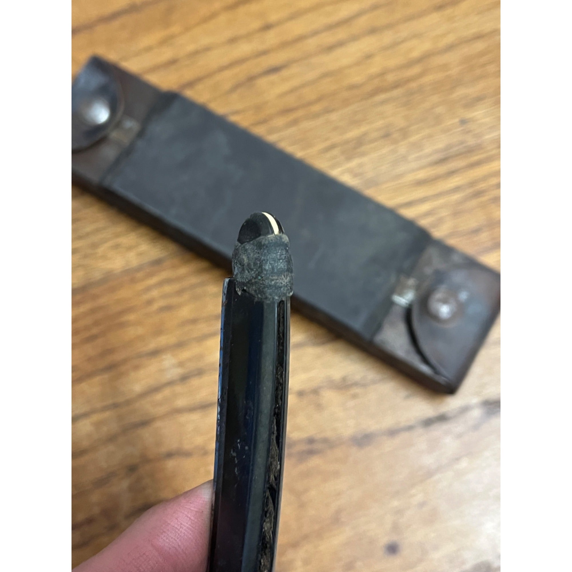 Antique Straight Razor Hone Case Travel Strop Wood Leather Stone