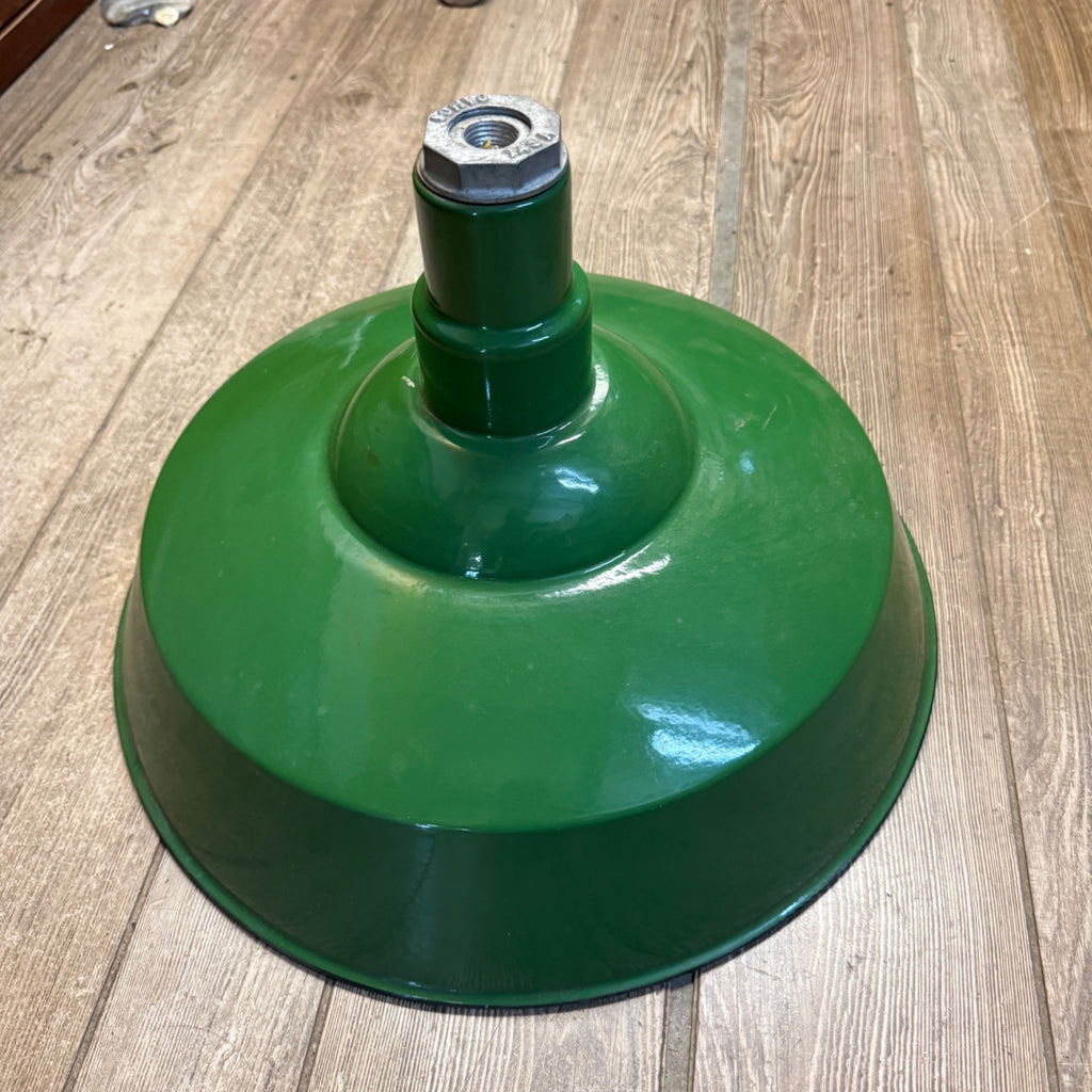 Vintage 18" Green Porcelain Enamel Industrial Barn Light Gas Station Oil and Gas