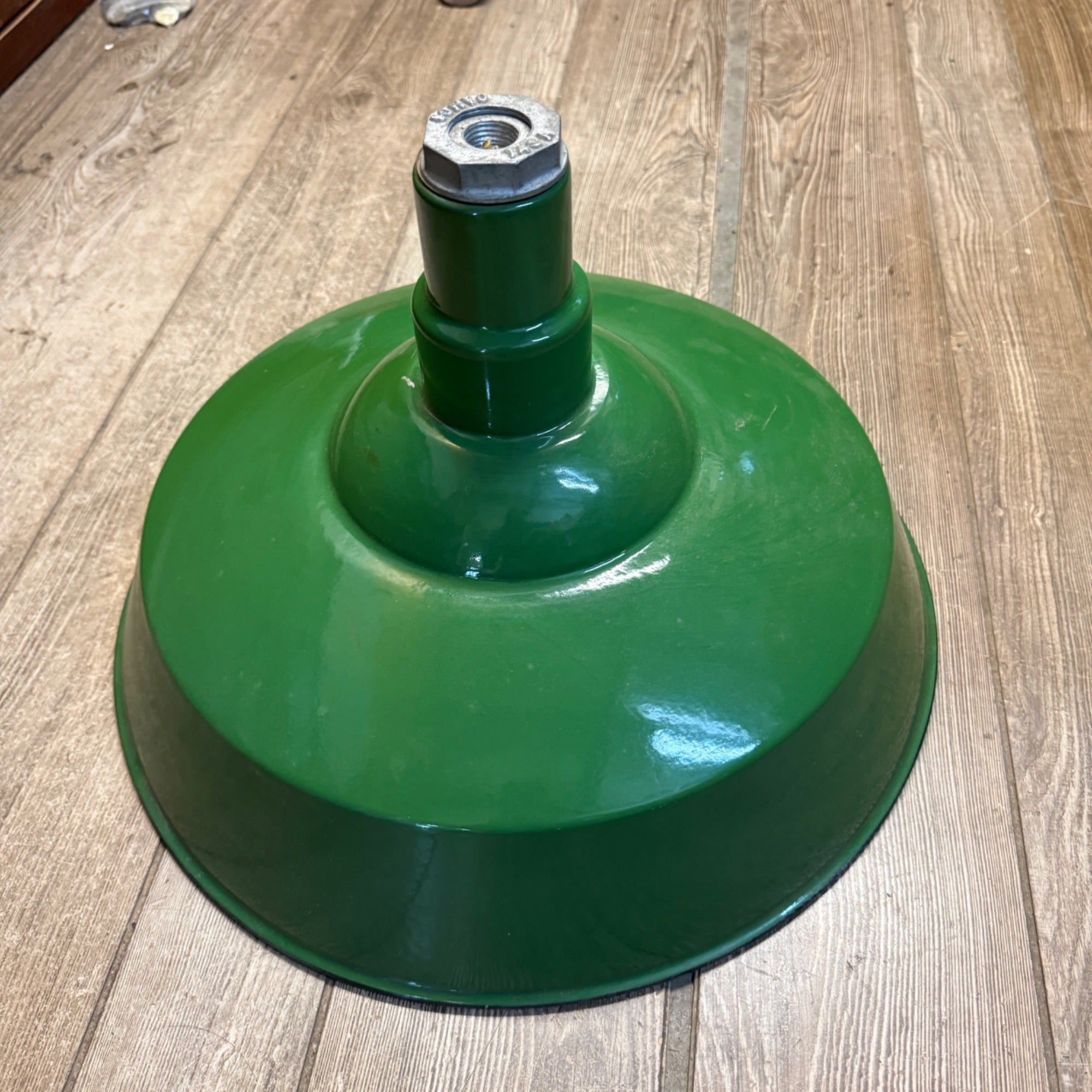Vintage 18" Green Porcelain Enamel Industrial Barn Light Gas Station Oil and Gas