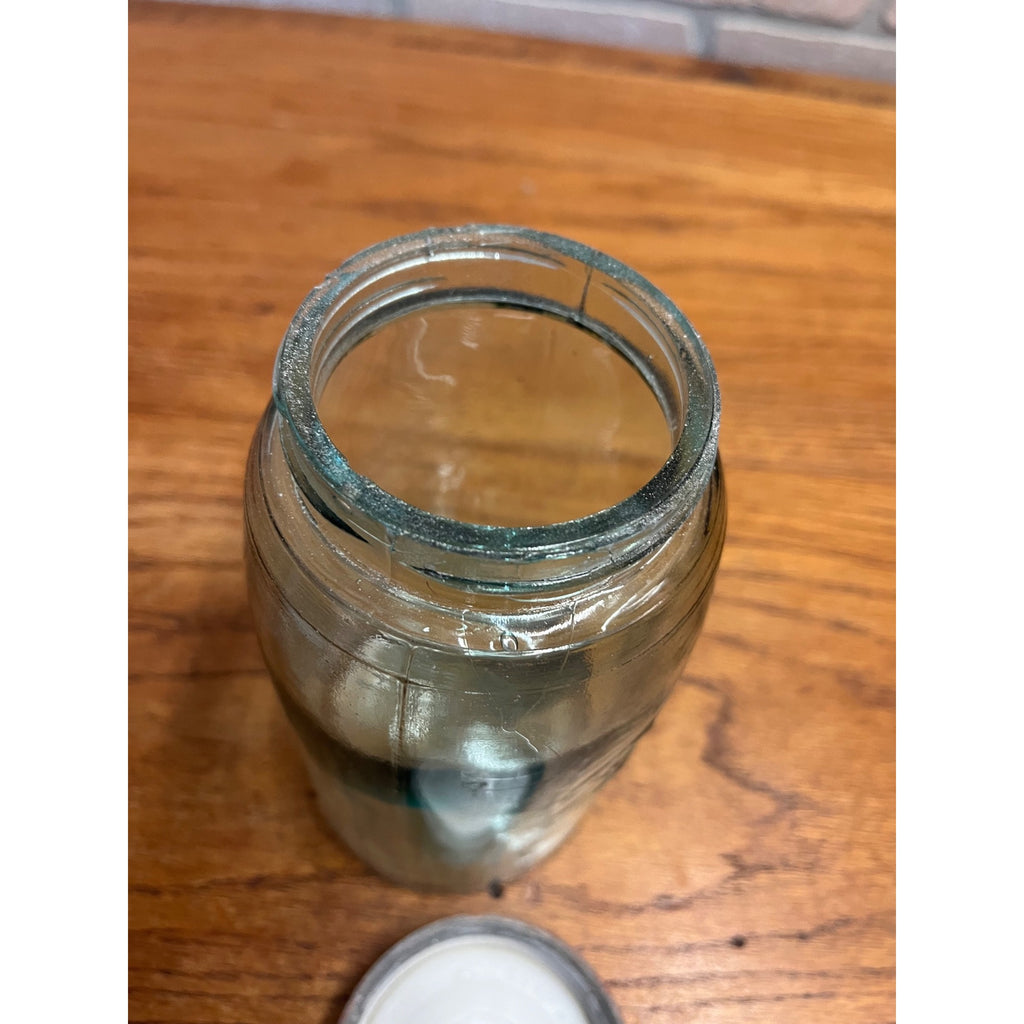 Antique Vintage Early Ball Jar Pair Crude Blue Glass