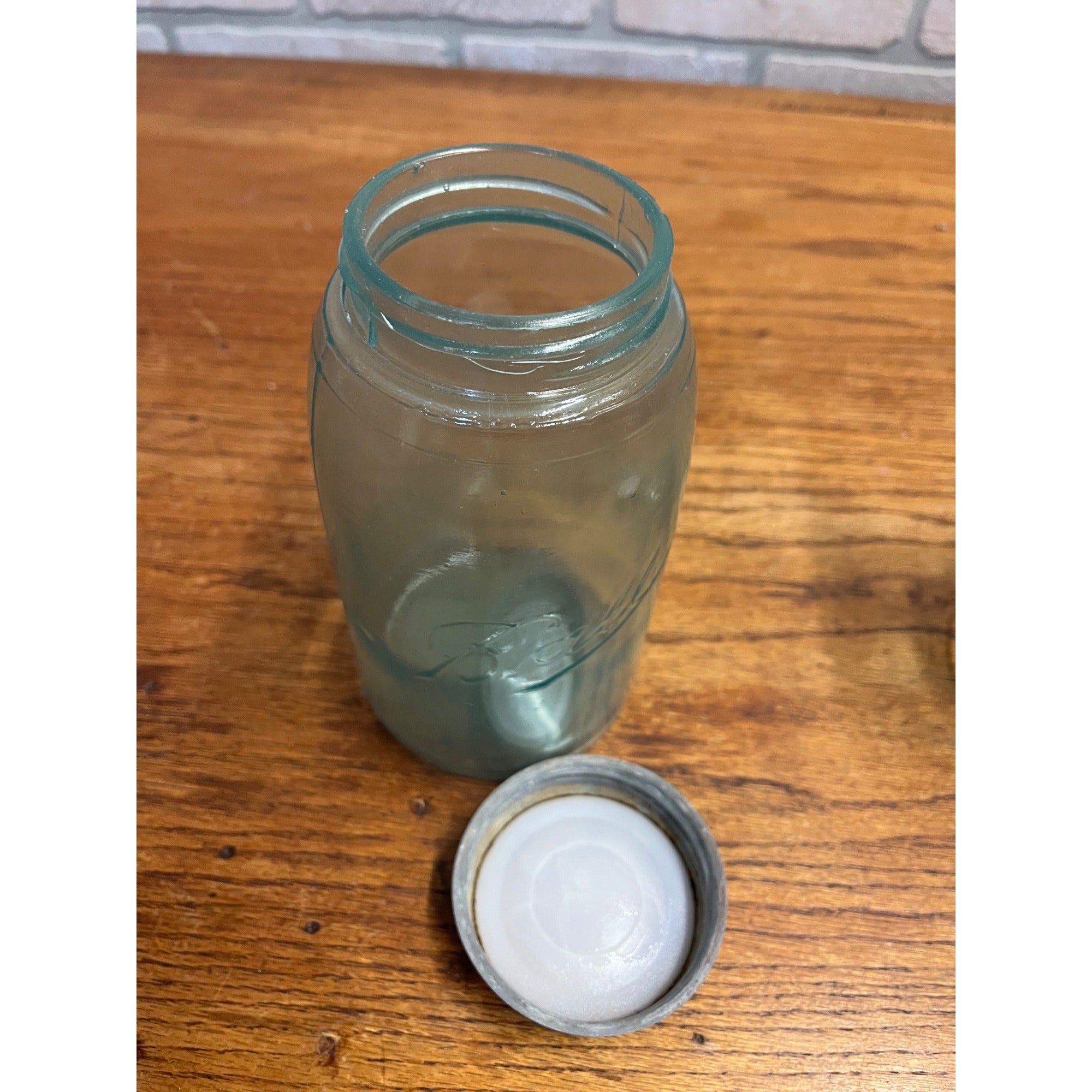 Antique Vintage Early Ball Jar Pair Crude Blue Glass