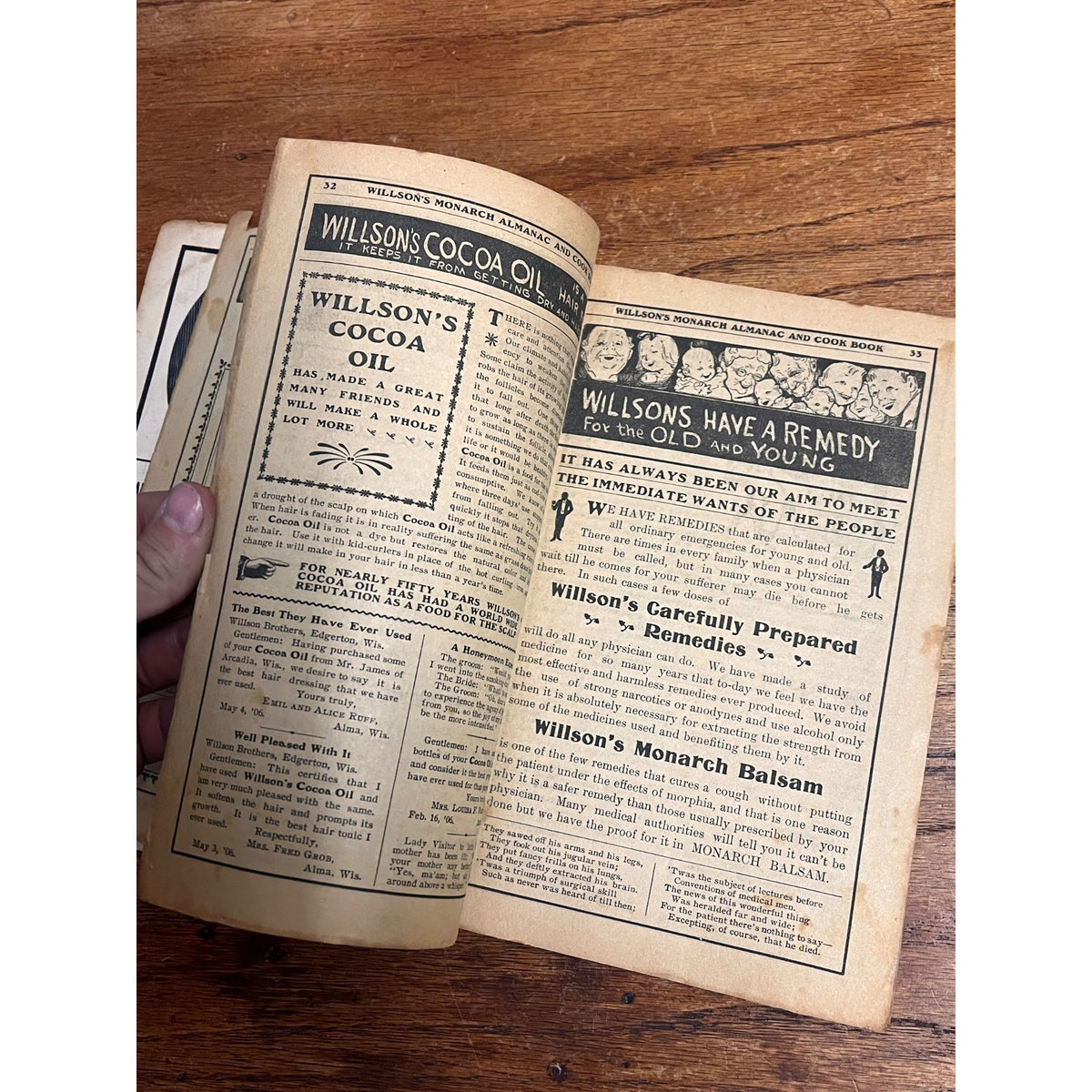 Willson's Monarch Remedies 1907 Almanac Guide to Health Cooking - Edgerton, WI