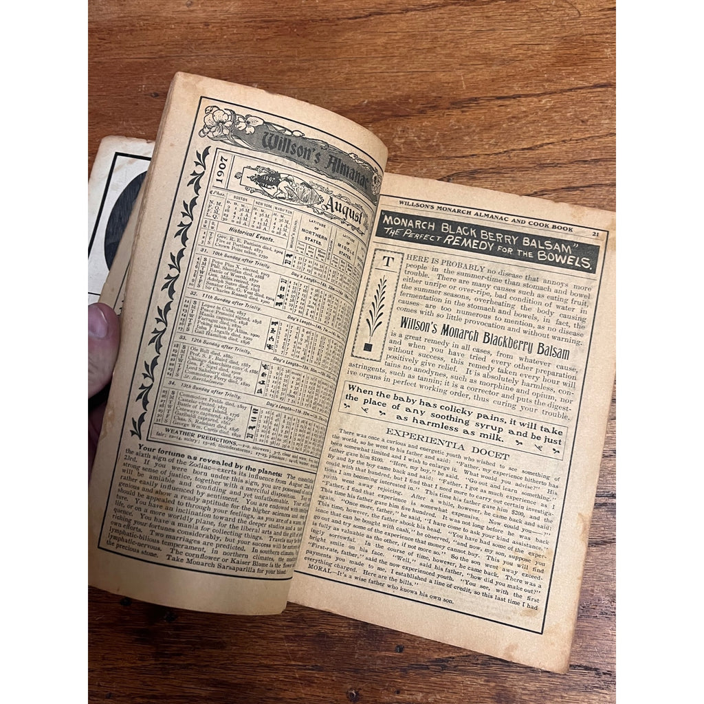 Willson's Monarch Remedies 1907 Almanac Guide to Health Cooking - Edgerton, WI