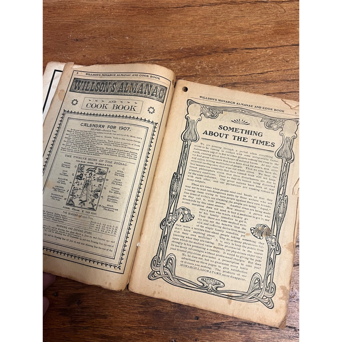 Willson's Monarch Remedies 1907 Almanac Guide to Health Cooking - Edgerton, WI