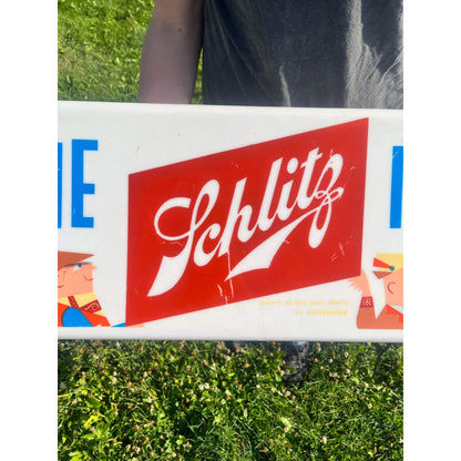 Vintage Large 6ft 1957 Schlitz Beer Milwaukee Lighted Tavern Sign Clock Take Home Ice Cold