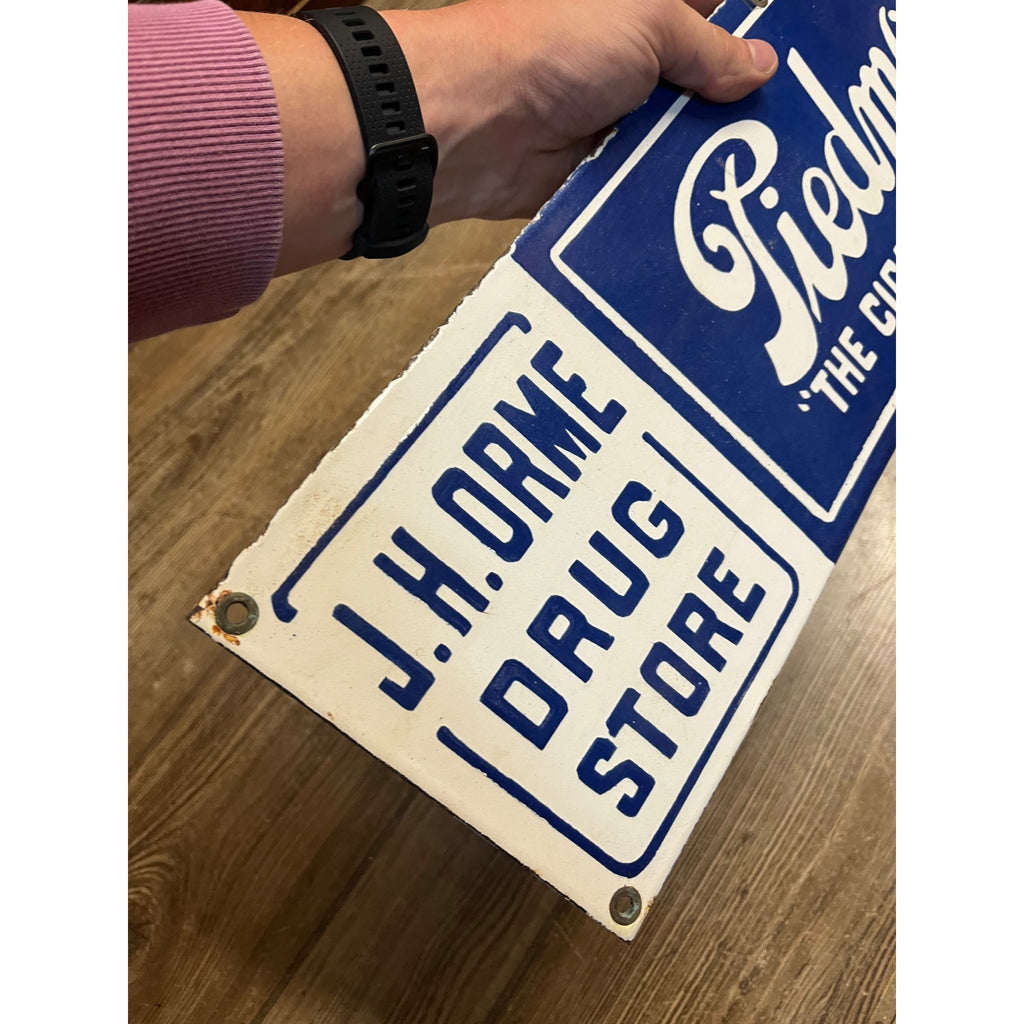 Piedmont Cigars Cigarettes Tobacco Reproduction Porcelain Sign Drug Store Advertising