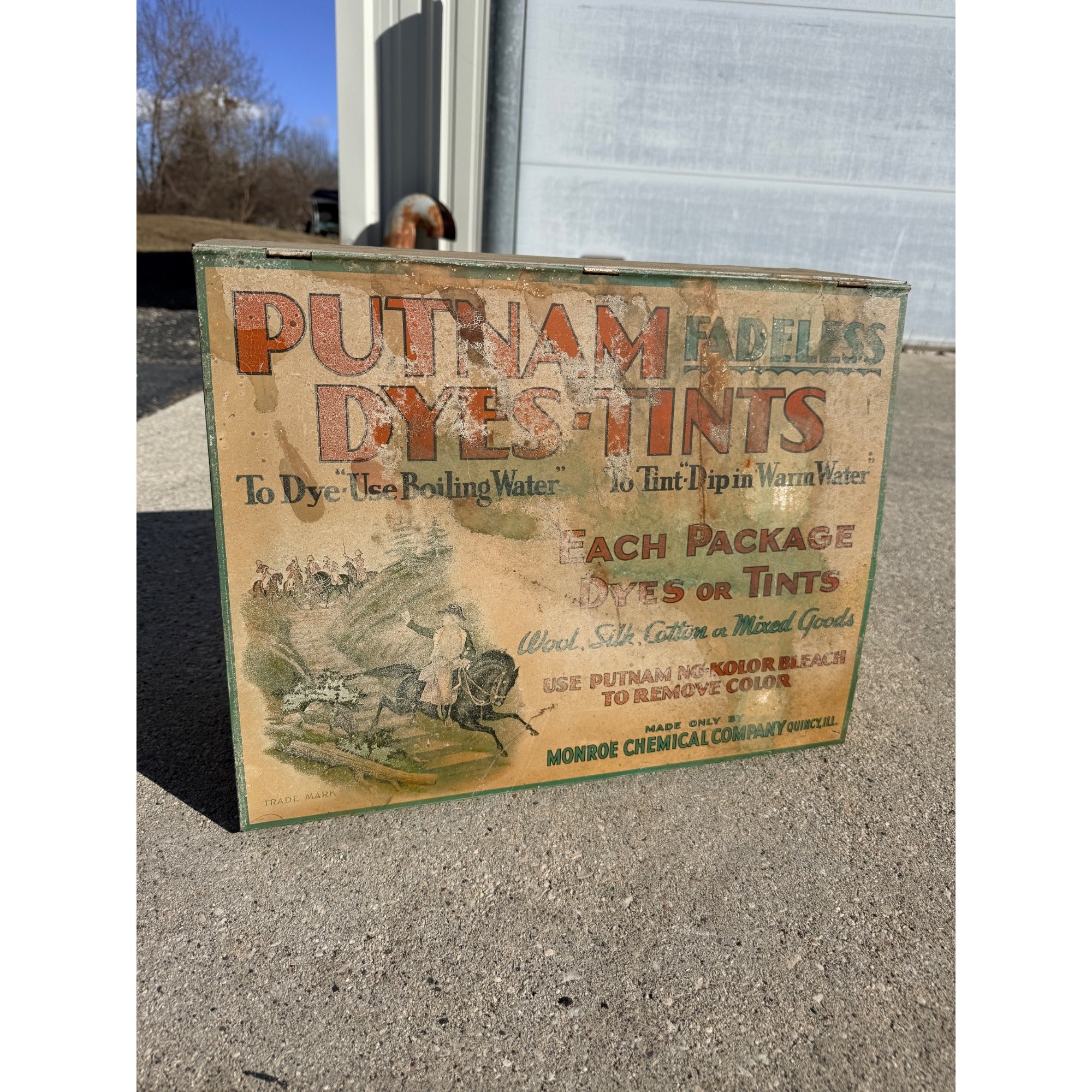 Vintage Putnam Fadeless Dyes & Tints Store Display Advertising Cabinet Sign
