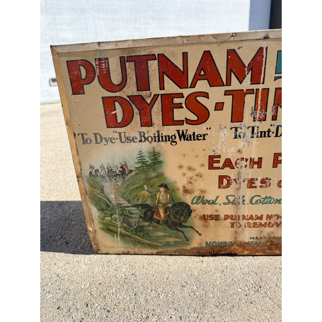 Vintage Putnam Fadeless Dyes & Tints Store Display Advertising Cabinet Sign
