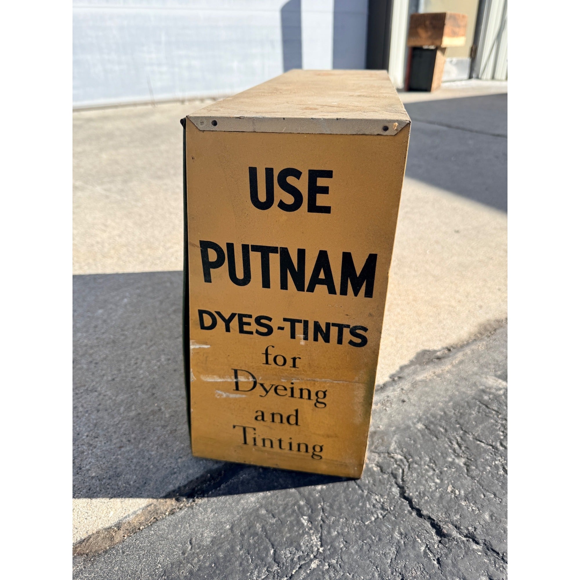 Vintage Putnam Fadeless Dyes & Tints Store Display Advertising Cabinet Sign