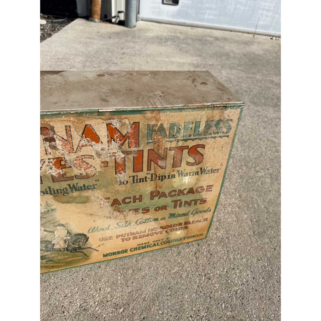 Vintage Putnam Fadeless Dyes & Tints Store Display Advertising Cabinet Sign