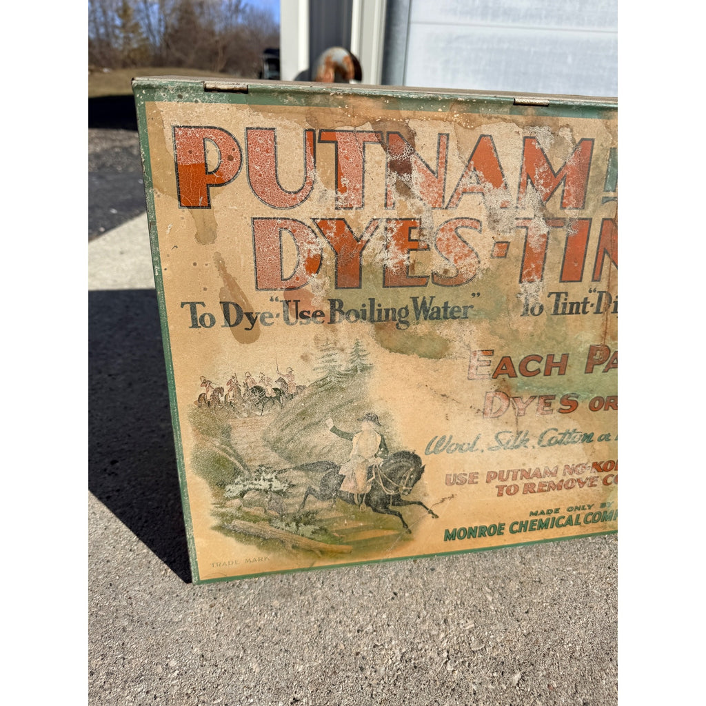 Vintage Putnam Fadeless Dyes & Tints Store Display Advertising Cabinet Sign